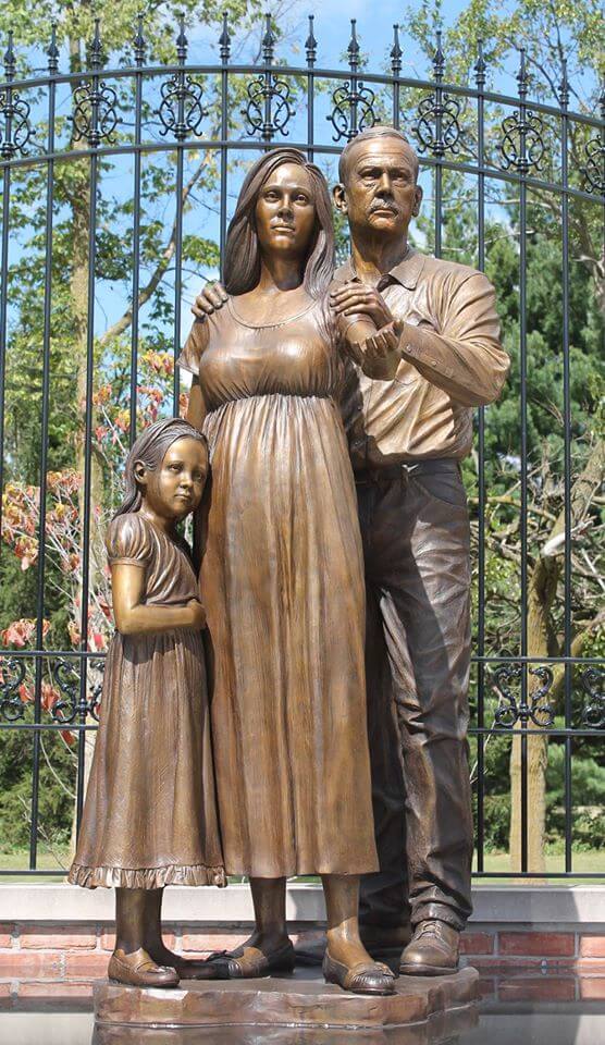 Bronze sculpture of military family by Benjamin Victor.