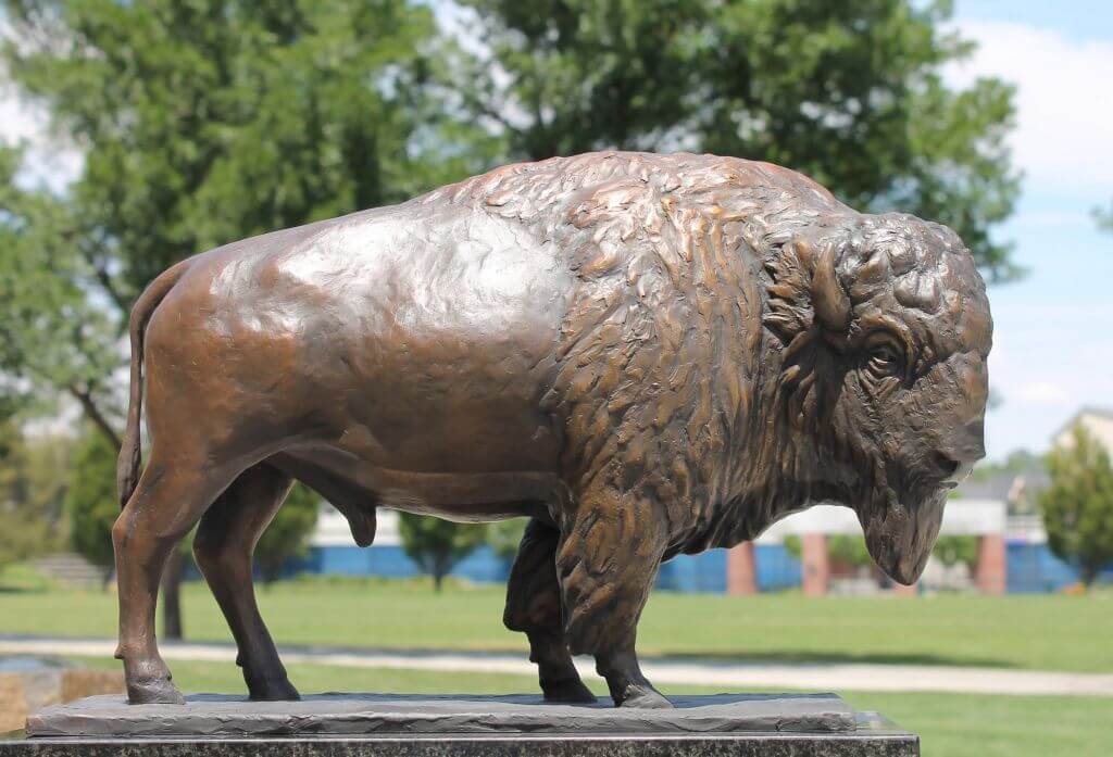 Picture of a bronze maquette of a bison by Benjamin Victor.