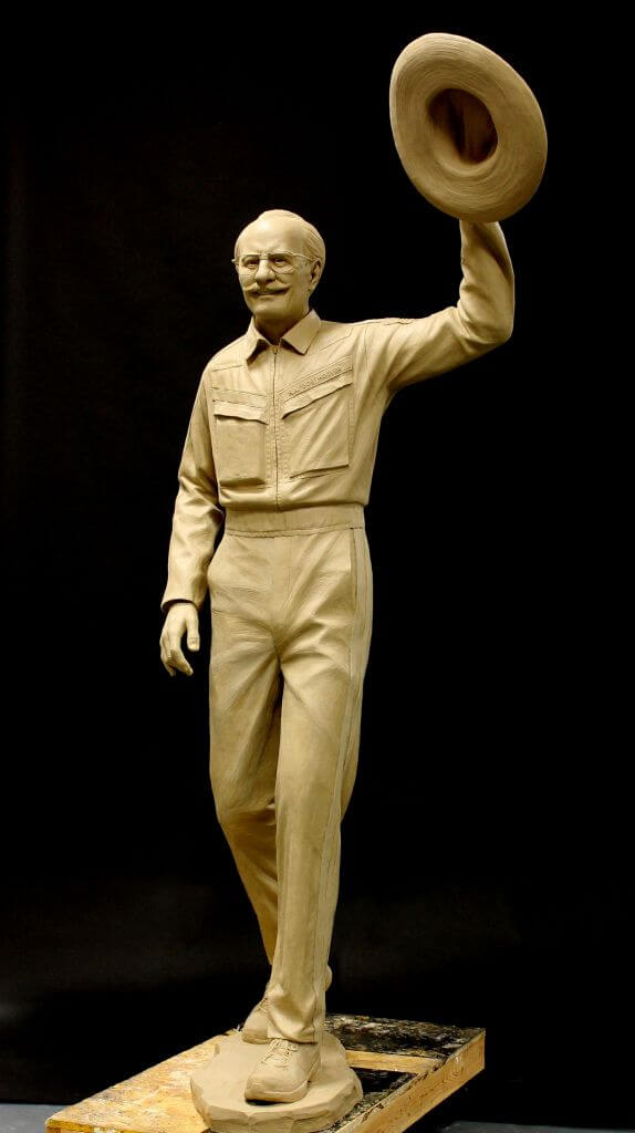 Original clay sculpture of Bob Hoover by Benjamin Victor.