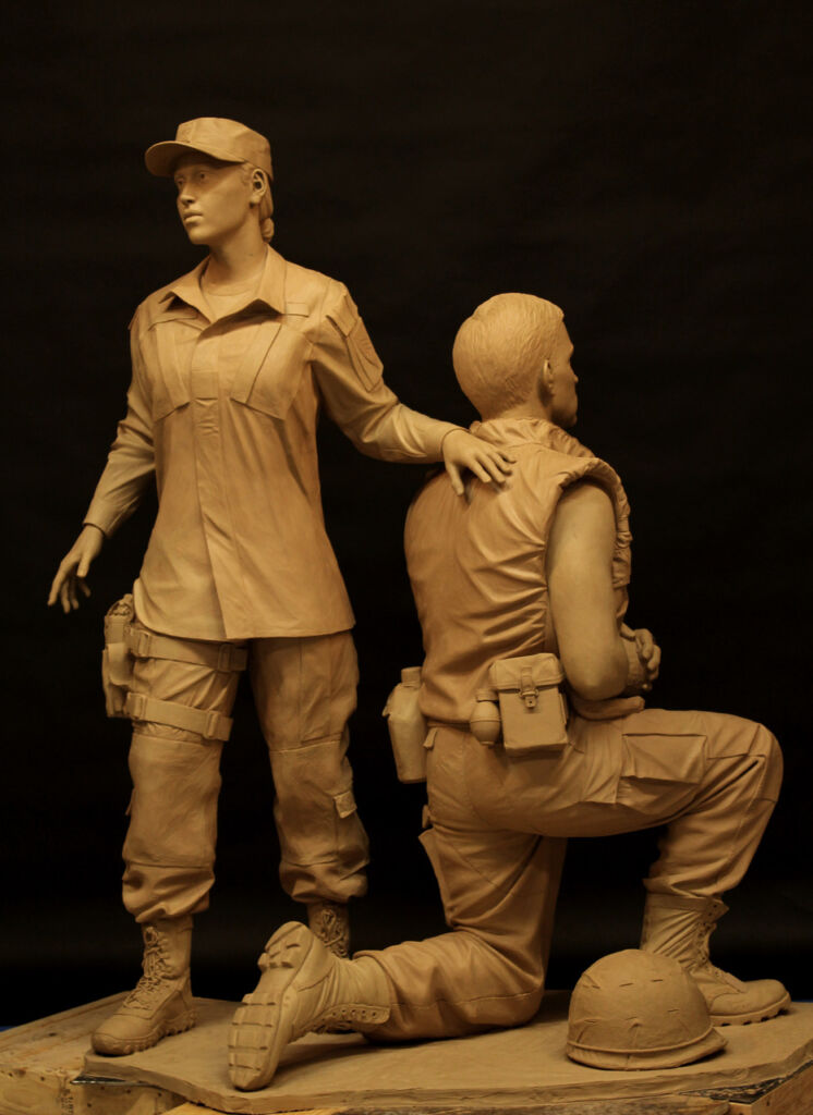 Bronze military memorial sculpture life size